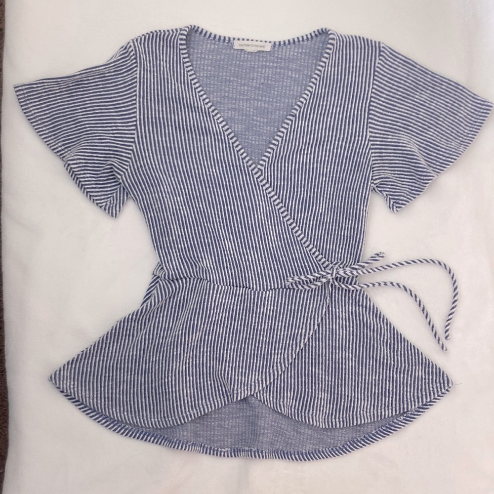 Striped Peplum Wrap Top